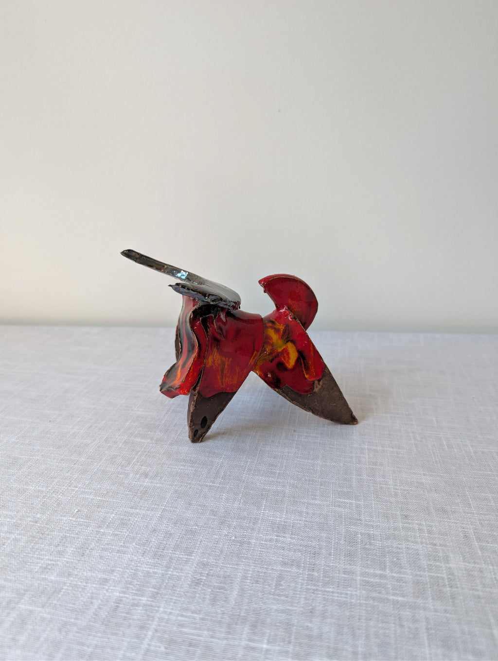 Luis del Castillo red glazed ceramic bull sculpture, view 1