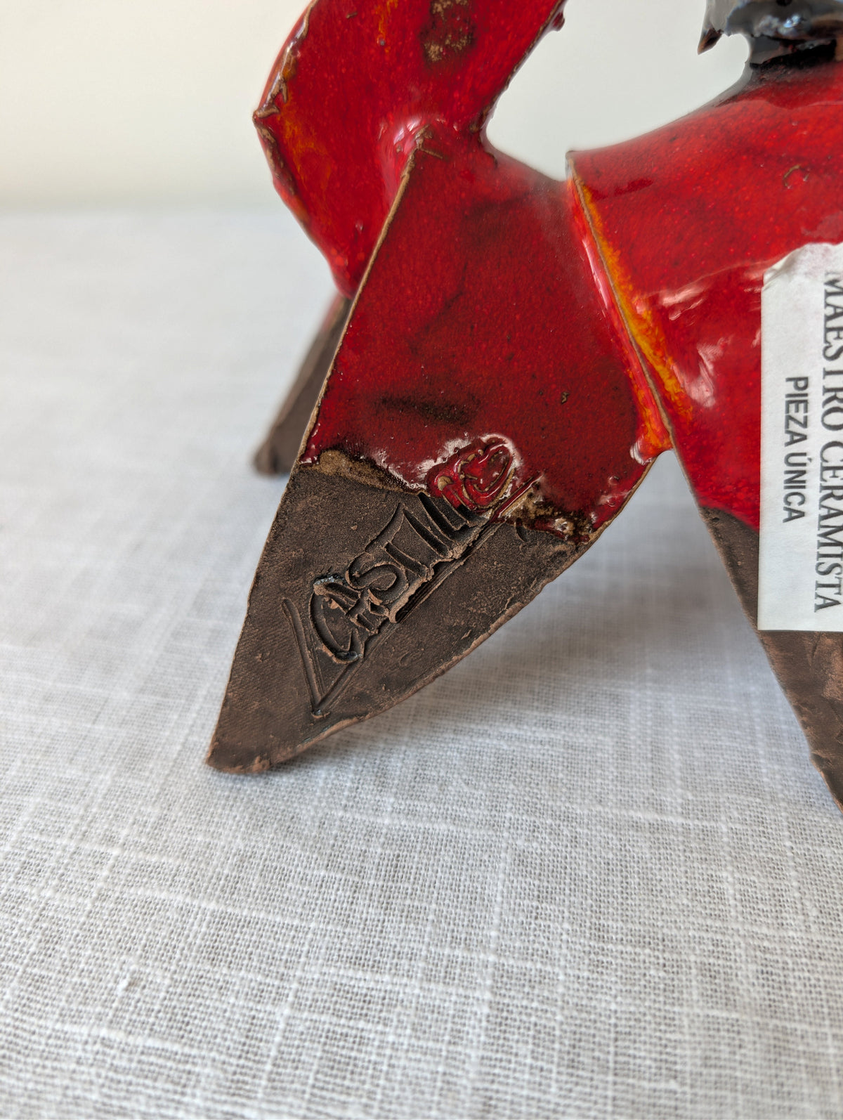 Luis del Castillo red glazed ceramic bull sculpture, view 8