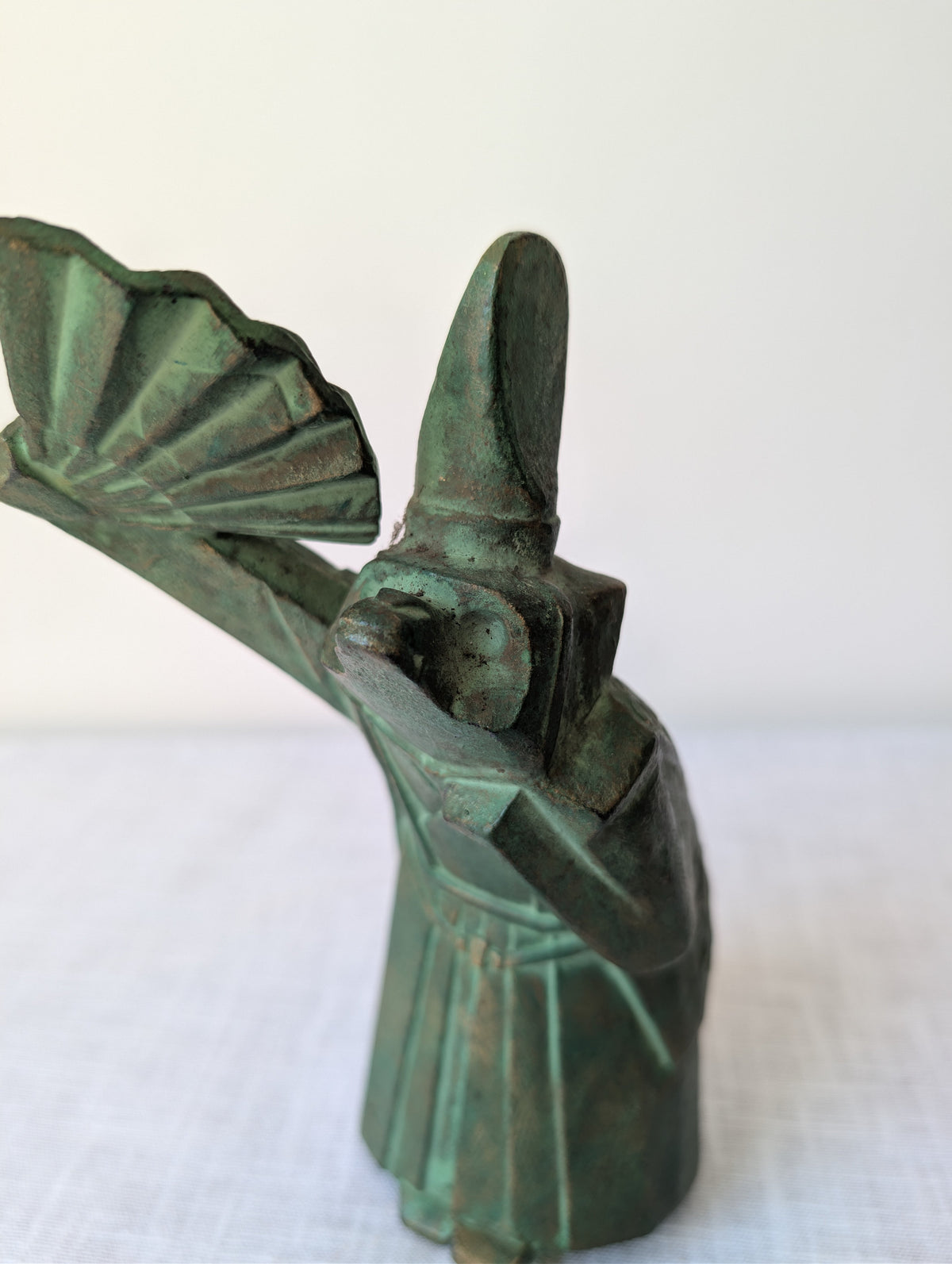 Sōtarō Saegusa, Japanese Cast-Iron Figure with Fan, photograph 3