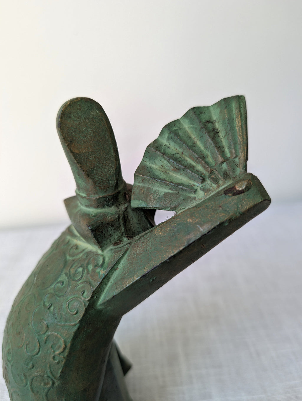 Sōtarō Saegusa, Japanese Cast-Iron Figure with Fan, photograph 5