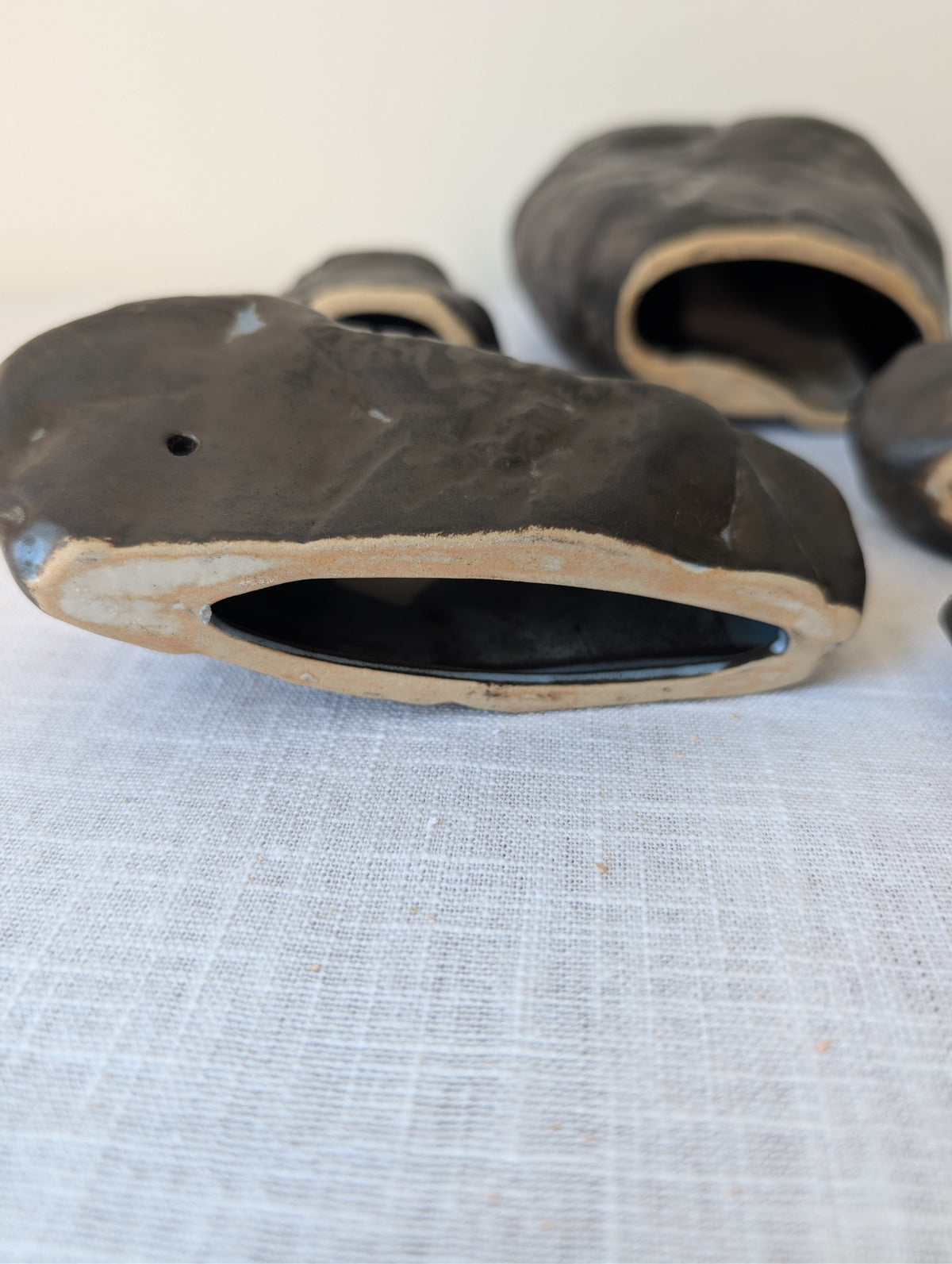 Set of Five Abstract Ceramic Sculptures in Dark Glaze, photograph 10