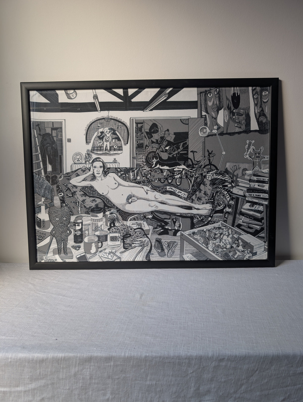 Grayson Perry, Reclining Artist, Framed Screen-Printed Textile, photograph 1