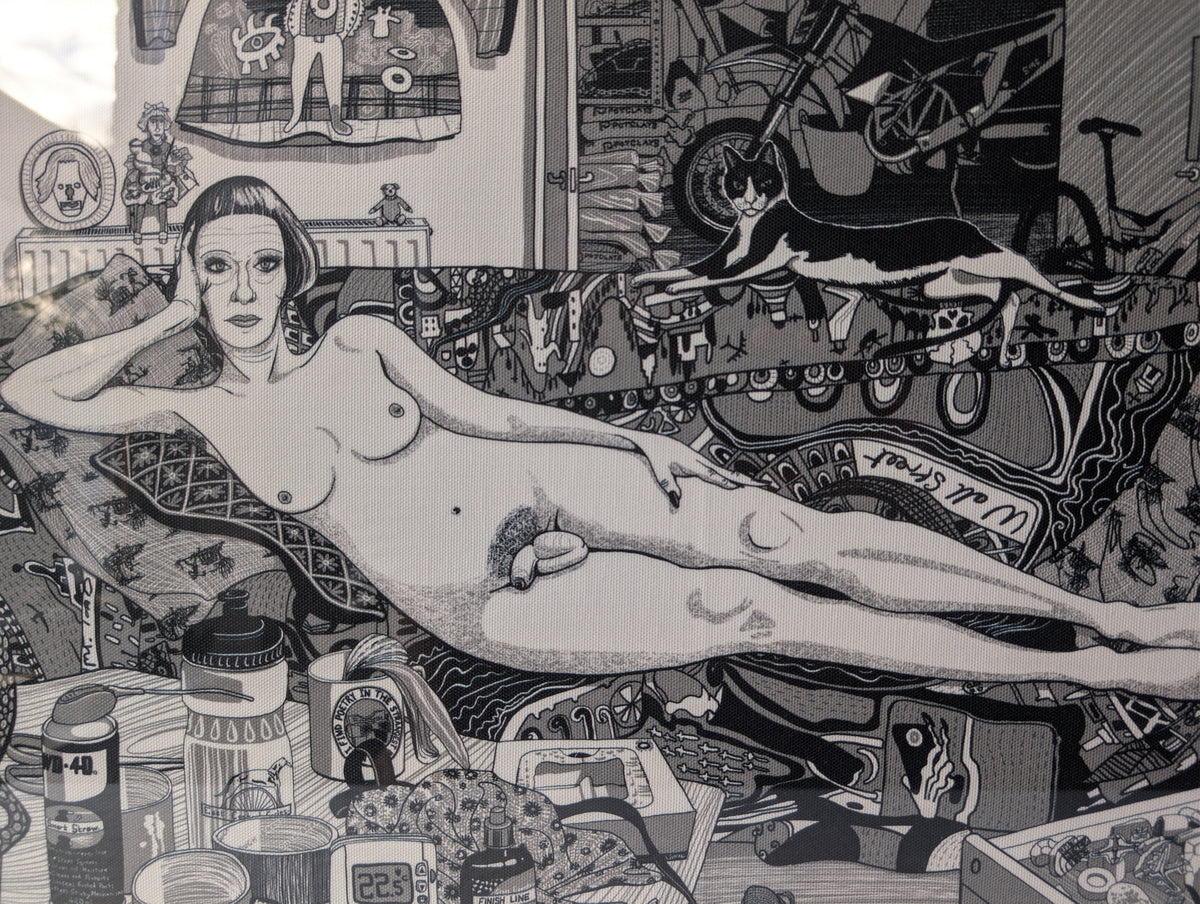 Grayson Perry, Reclining Artist, Framed Screen-Printed Textile, photograph 3