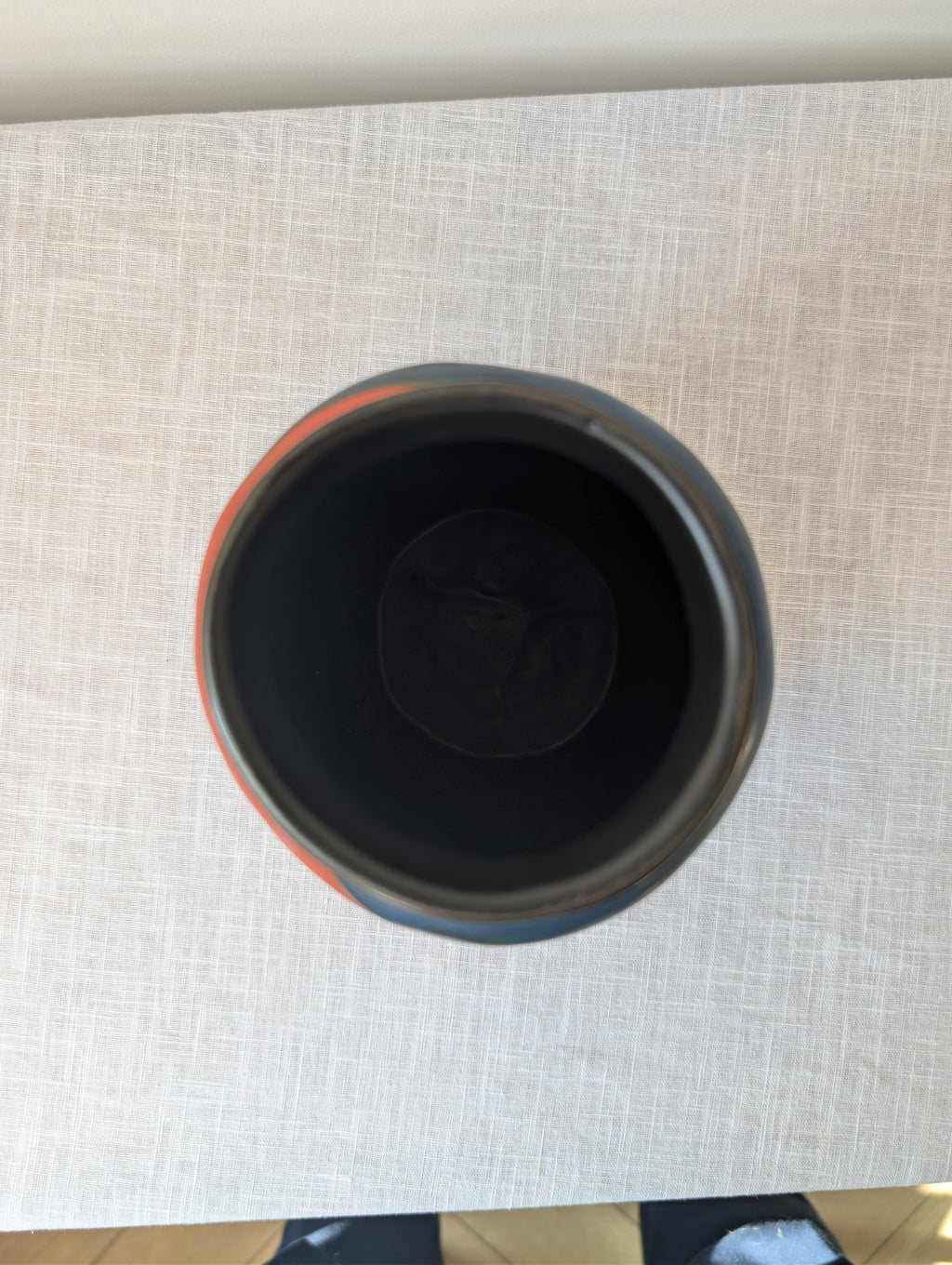 Akaliko Vermilion Zebra Striped Ceramic Vase, photograph 5