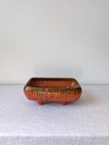 Orange-Red Footed Ceramic Tray with Black Drip Glaze, photograph 1