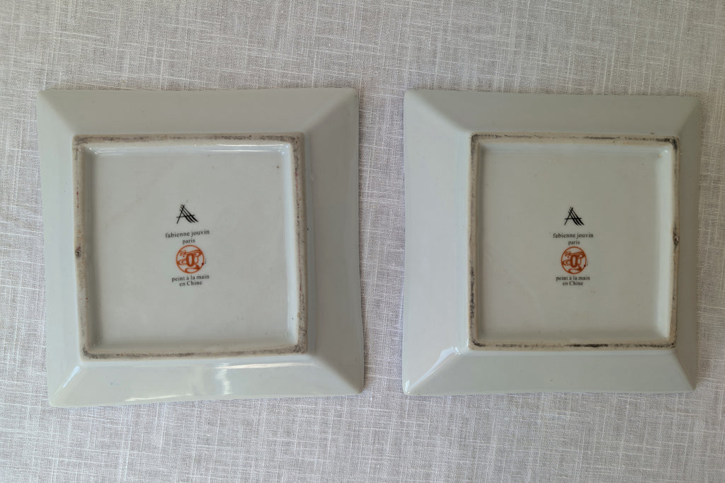 Fabienne Jouvin Paris, Pair of Turquoise Crosshatched Square Ceramic Dishes