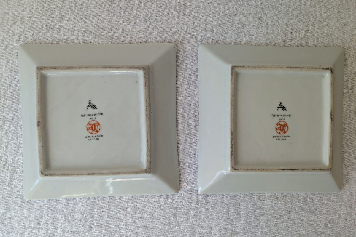 Fabienne Jouvin Paris, Pair of Turquoise Crosshatched Square Ceramic Dishes