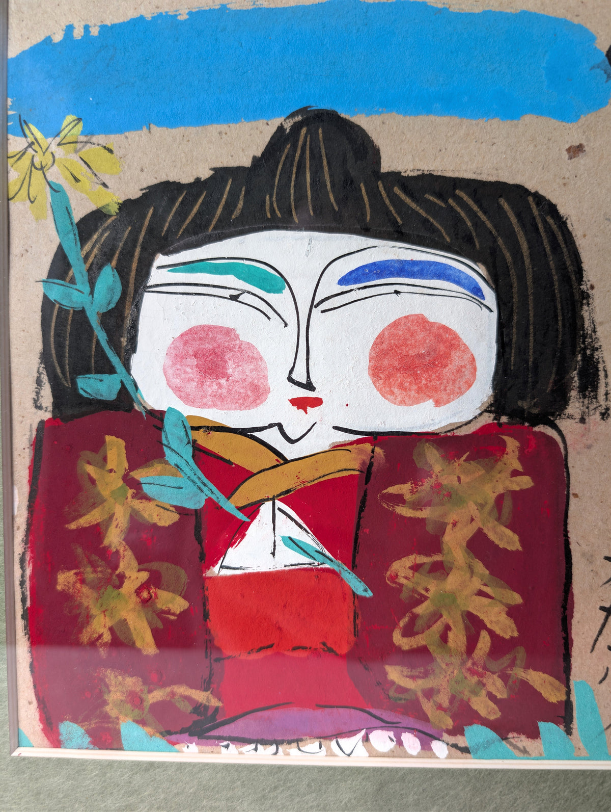 Toshiaki (Shunmei) Watanabe, Japanese Ink-and-Colour Painting of a Girl in Red, photograph 3